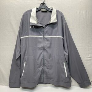 Under Armour 3XL Gray & White Zipper Jacket Collar Neck Loose FIt Zip Pockets